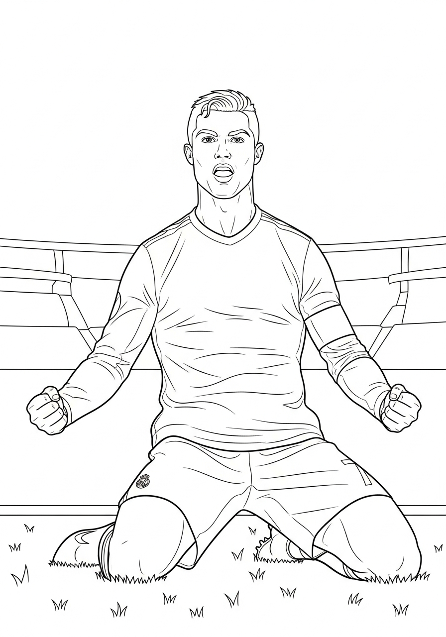 Knee slide Cristiano Ronaldo coloring page