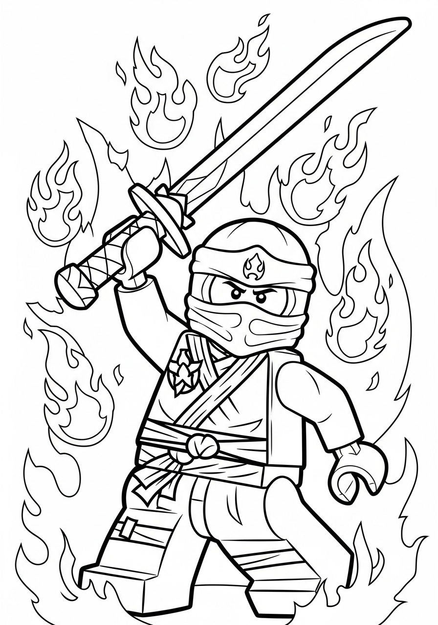 Ninjago Coloring Pages 9 LEGO Ninjago Kai fire sword coloring page