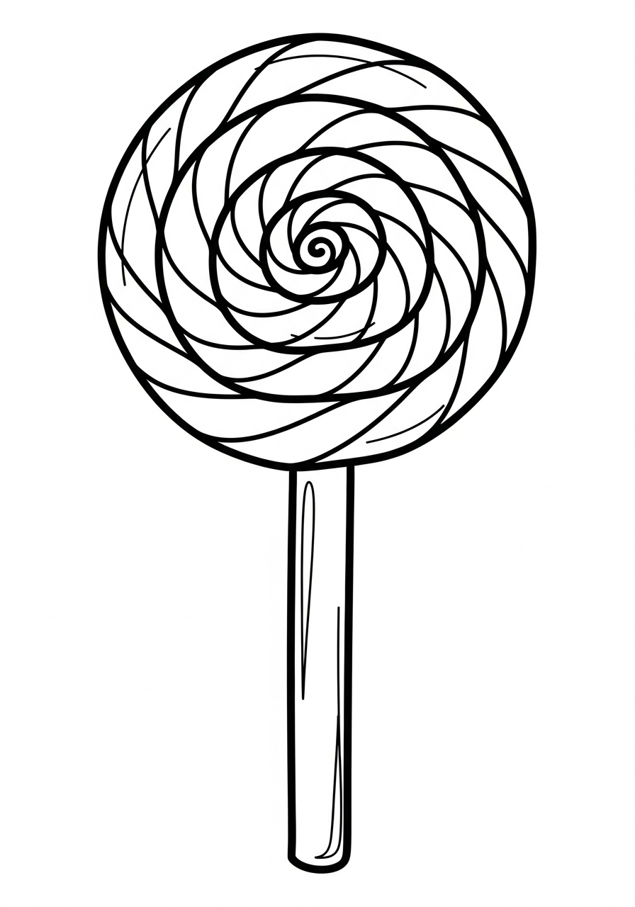 Lollipop Coloring Pages 22 Large round swirl sweet lollipop coloring page
