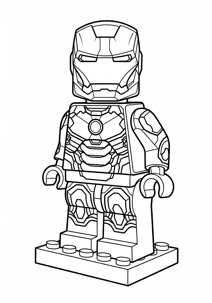 Iron Man Coloring Pages 25 Lego style Iron Man toy coloring page