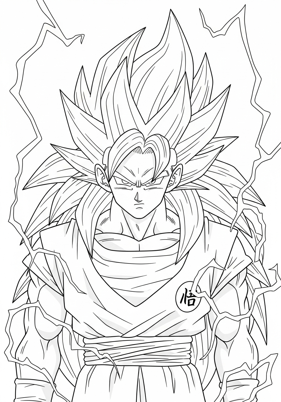 Goku Coloring Pages 24 Long hair Super Saiyan 3 Goku coloring page