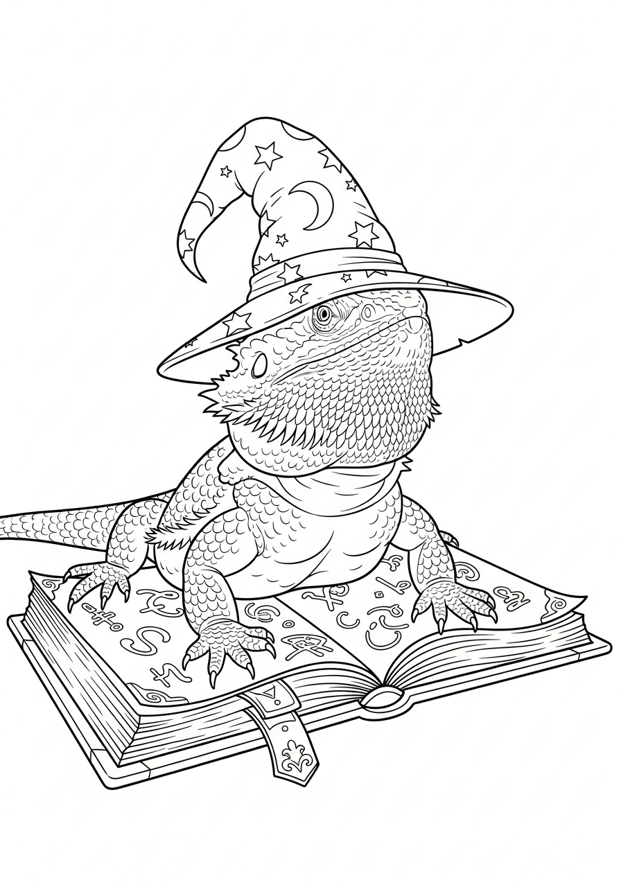 Bearded Dragon Coloring Pages 26 Magic wizard Bearded Dragon coloring page