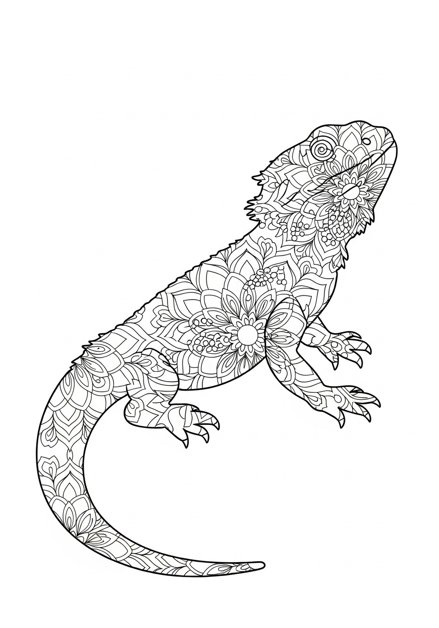 Bearded Dragon Coloring Pages 27 Mandala pattern Bearded Dragon coloring page