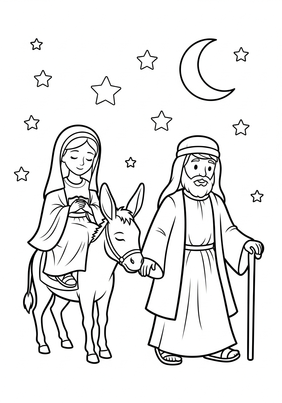 Las Posadas Coloring Pages 22 Mary and Joseph journey donkey coloring page