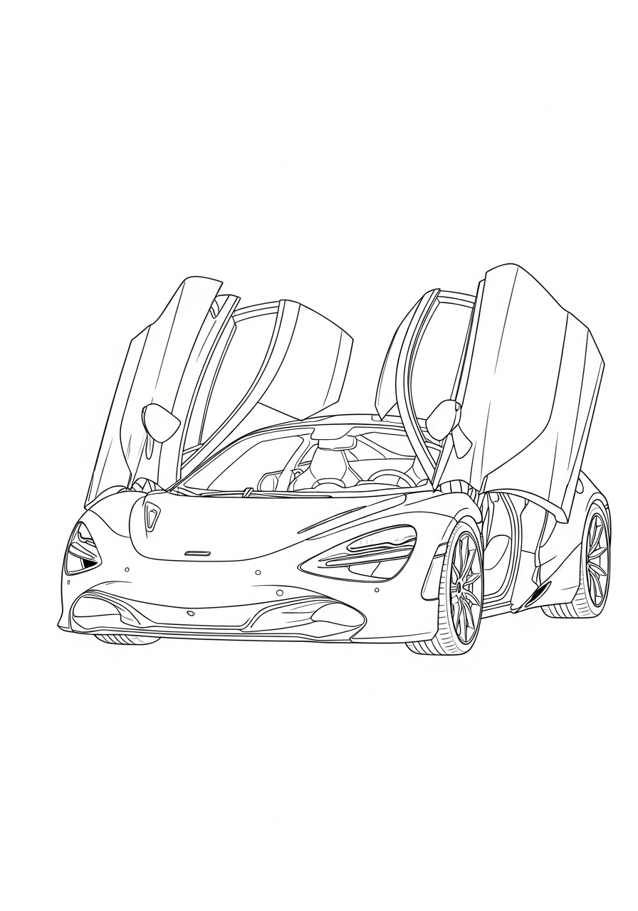 McLaren Coloring Pages 15 McLaren 720S with open doors coloring page