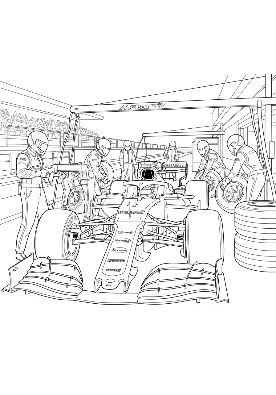 McLaren Coloring Pages 23 McLaren Formula 1 pit stop coloring page