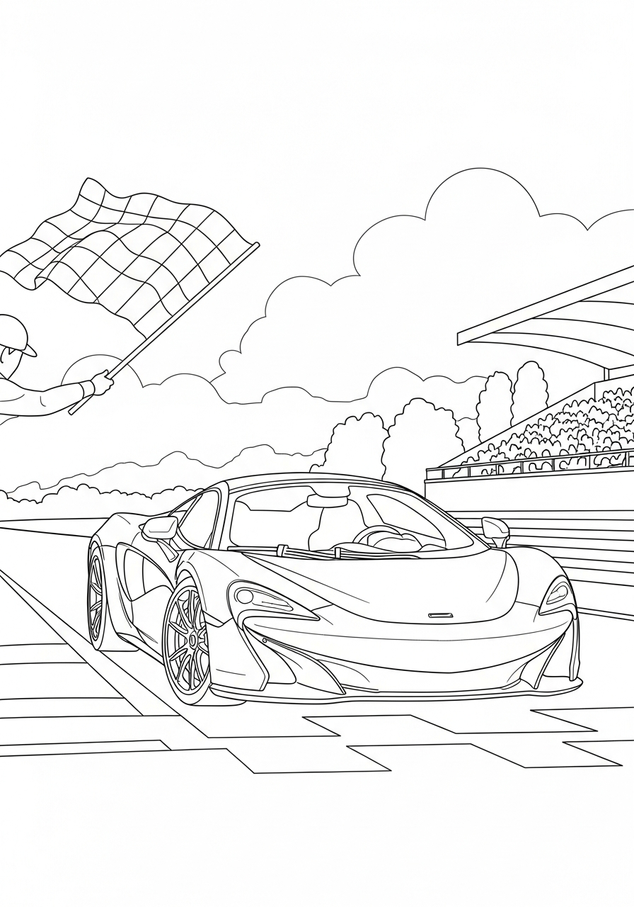 McLaren Coloring Pages 17 McLaren crossing finish line coloring page