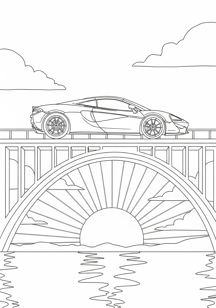 McLaren Coloring Pages 19 McLaren driving on bridge coloring page