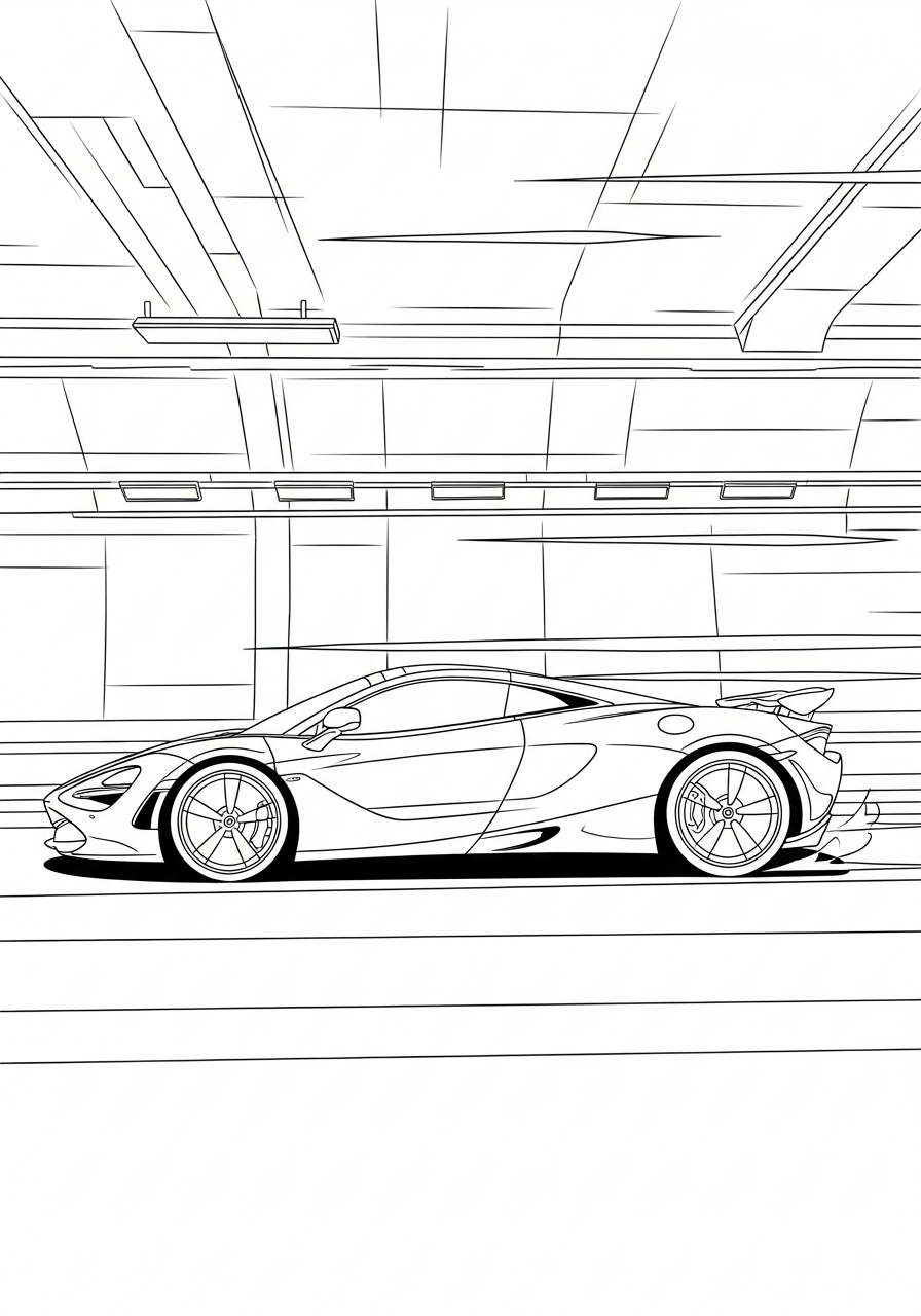 McLaren Coloring Pages 20 McLaren driving through tunnel coloring page