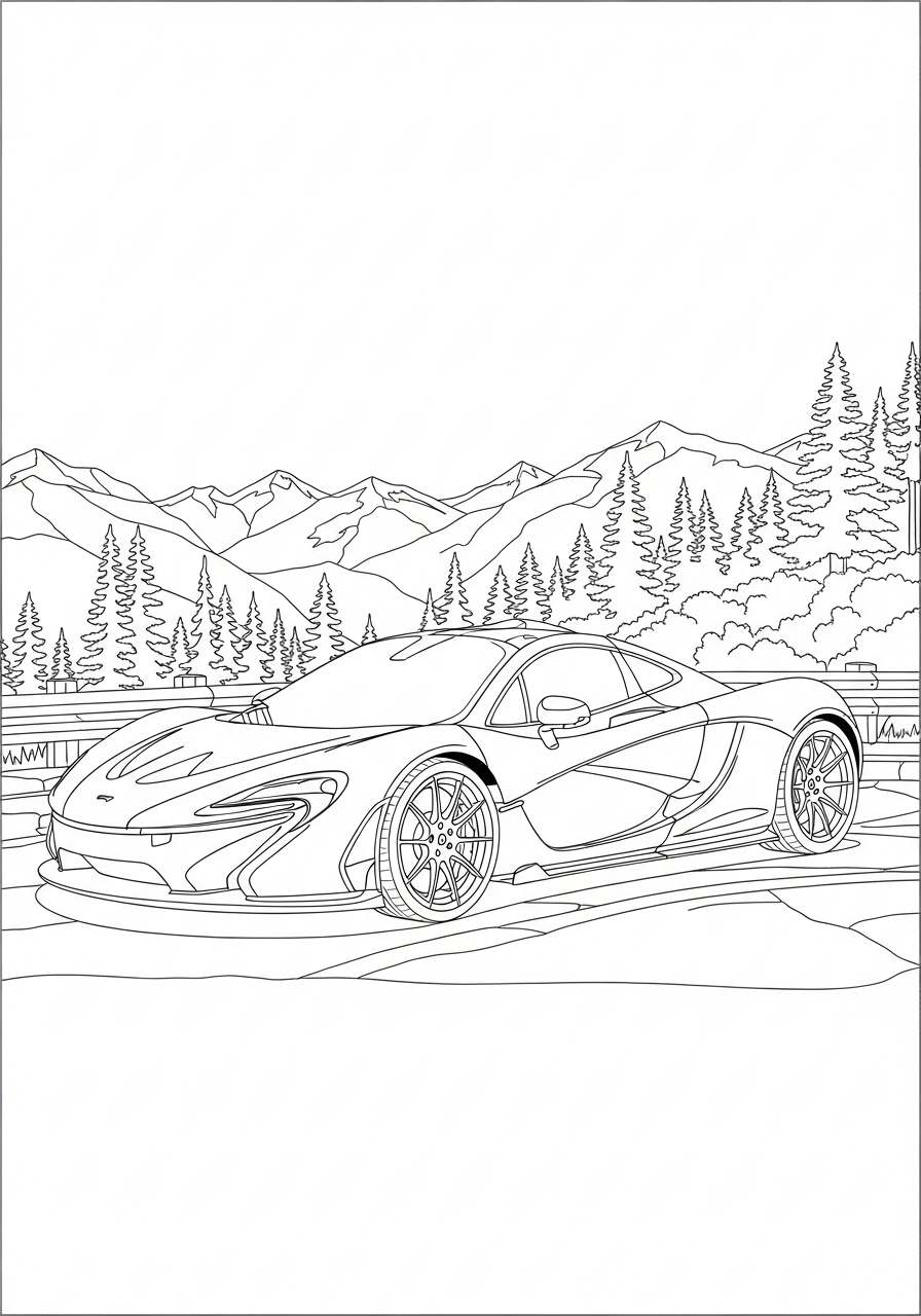McLaren Coloring Pages 29 McLaren on mountain road coloring page