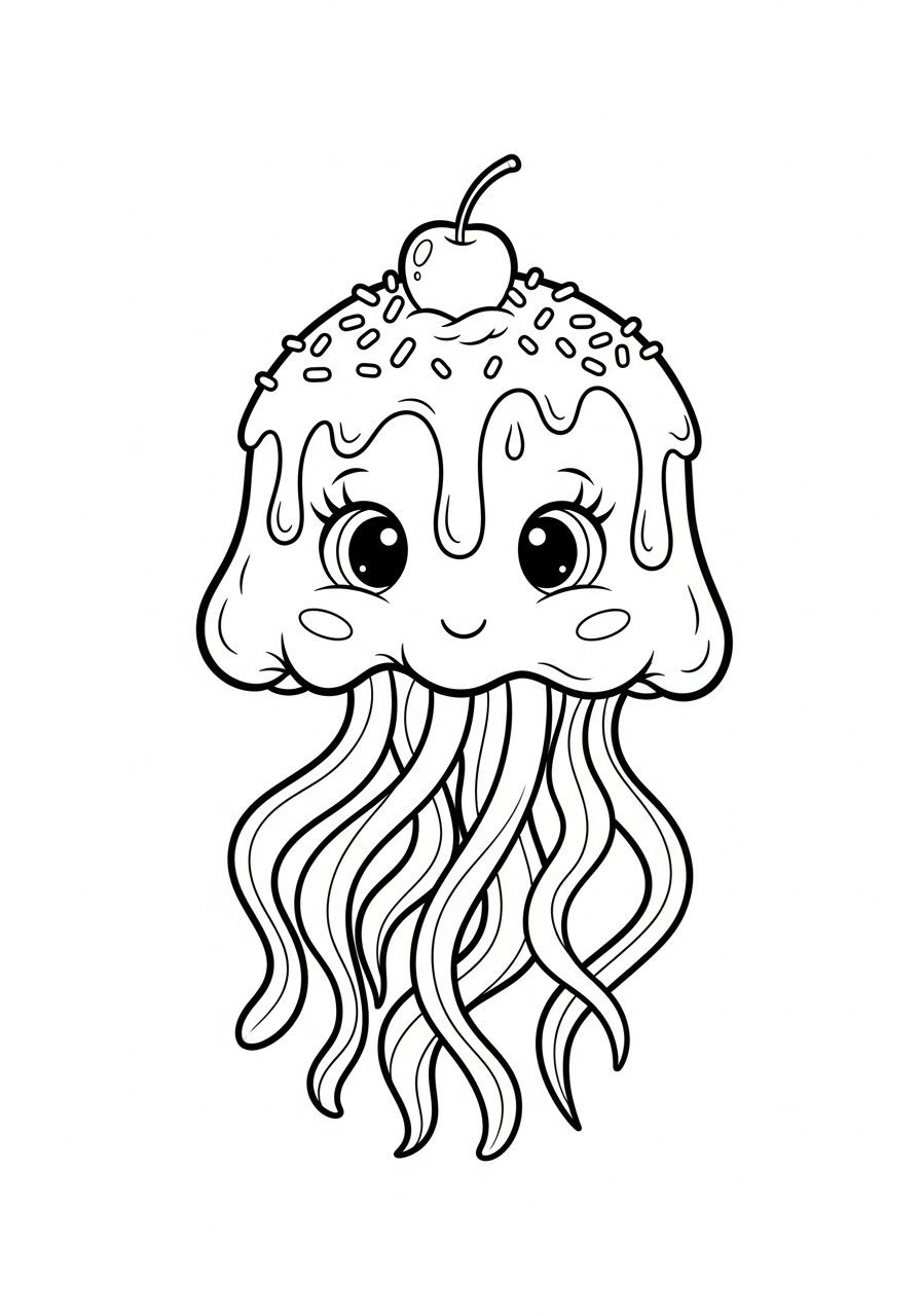Jellyfish Coloring Pages 17 Melting ice cream jellyfish coloring page