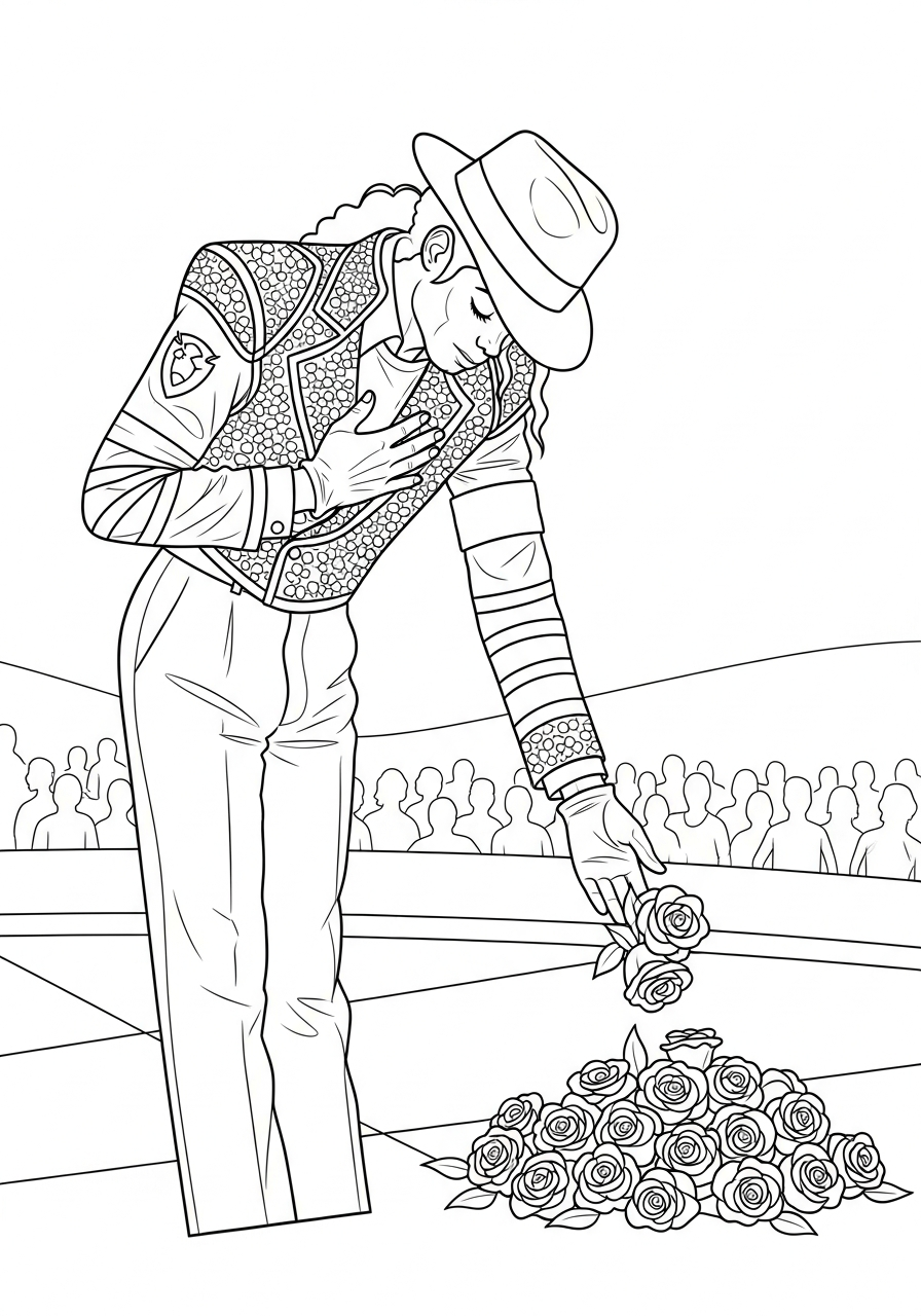 Michael Jackson Coloring Pages 7 Michael Jackson bowing on stage coloring page