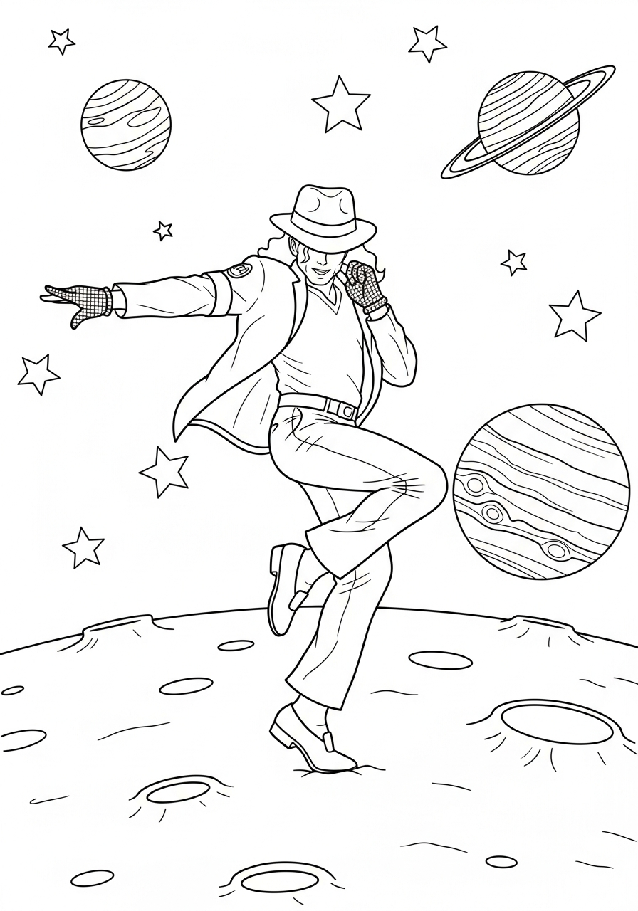 Michael Jackson Coloring Pages 8 Michael Jackson dancing in space coloring page