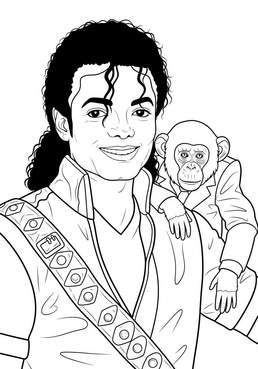Michael Jackson Coloring Pages 11 Michael Jackson holding bubbles chimp coloring page