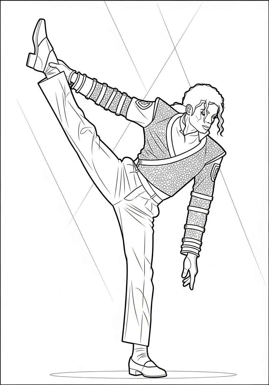 Michael Jackson iconic toe stand coloring page