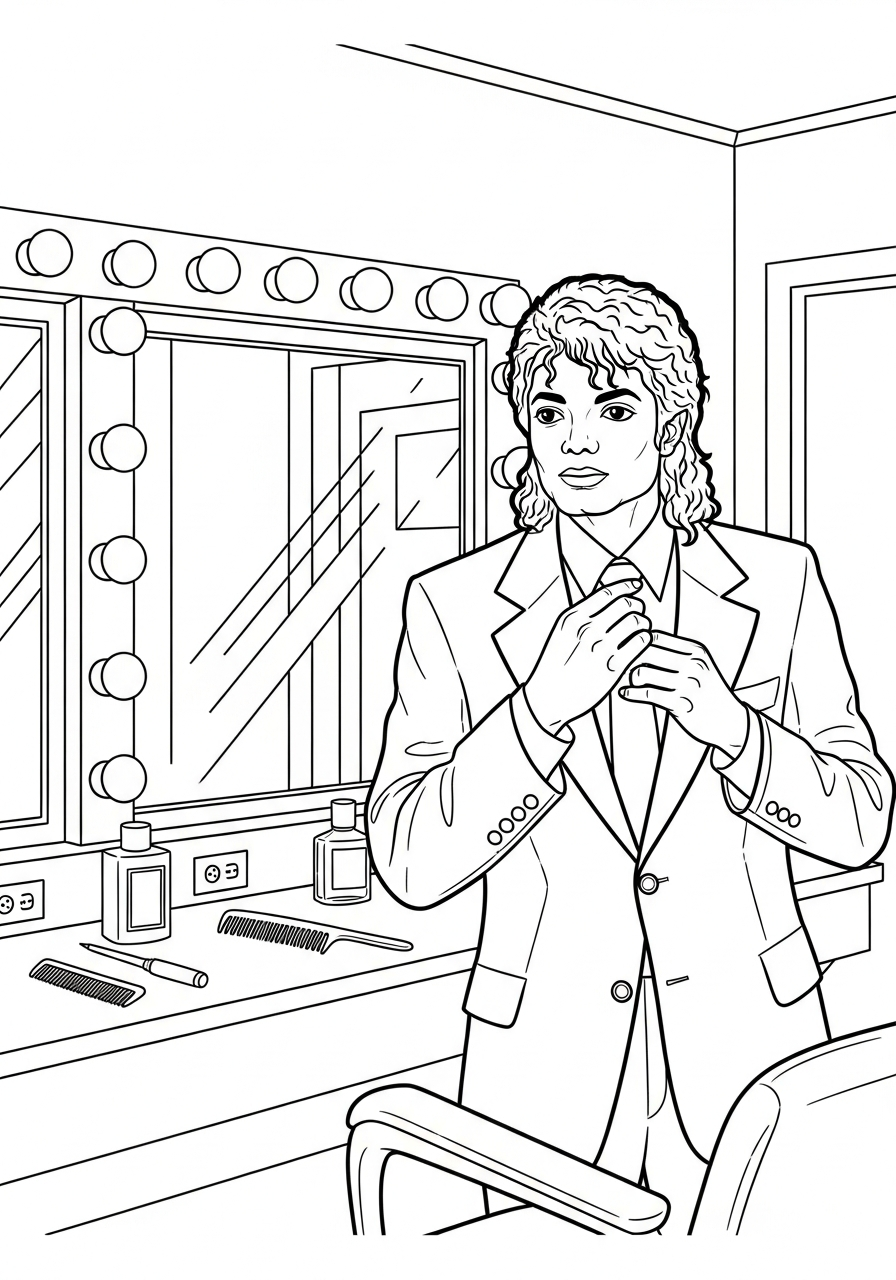 Michael Jackson Coloring Pages 14 Michael Jackson looking in mirror coloring page