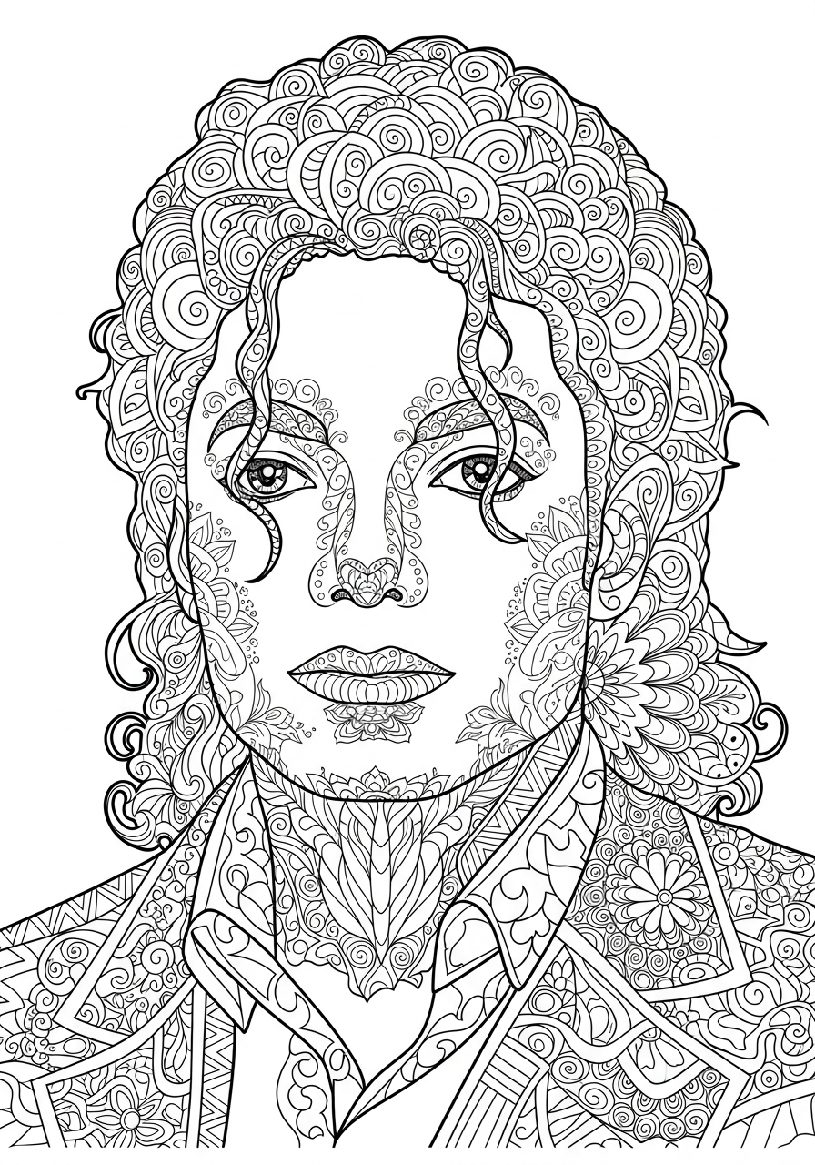 Michael Jackson Coloring Pages 15 Michael Jackson mandala art portrait coloring page