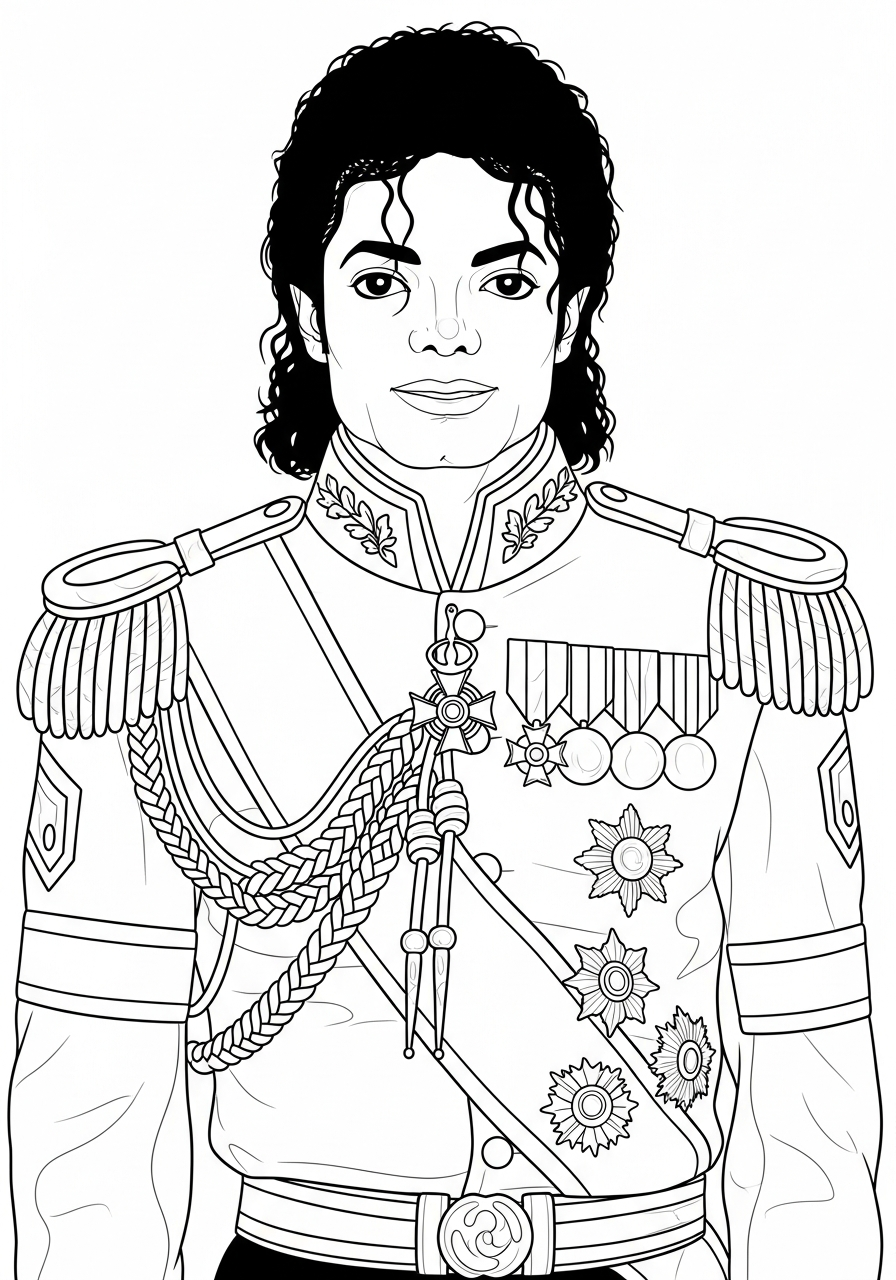 Michael Jackson Coloring Pages 16 Michael Jackson military jacket outfit coloring page