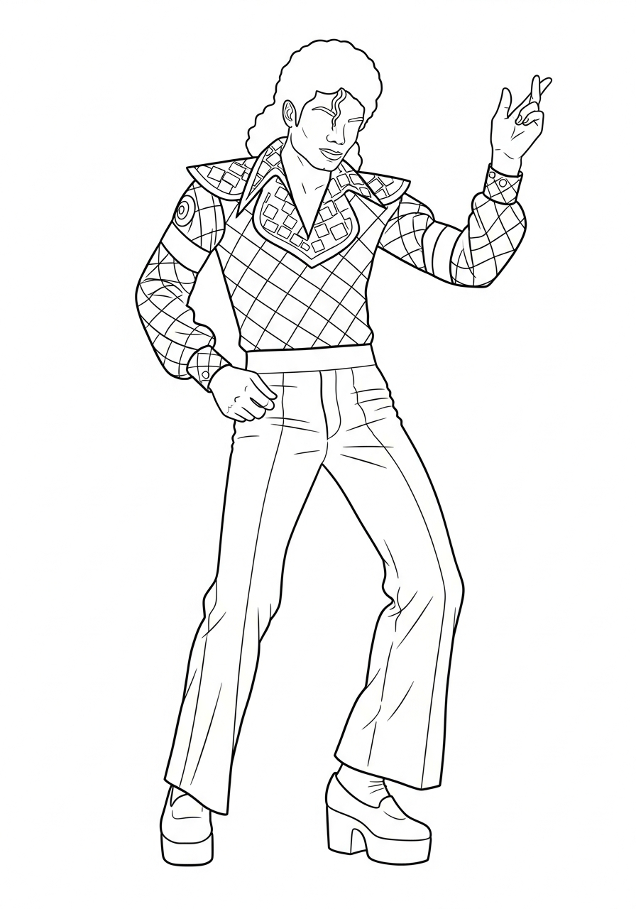 Michael Jackson Coloring Pages 19 Michael Jackson seventies disco style coloring page