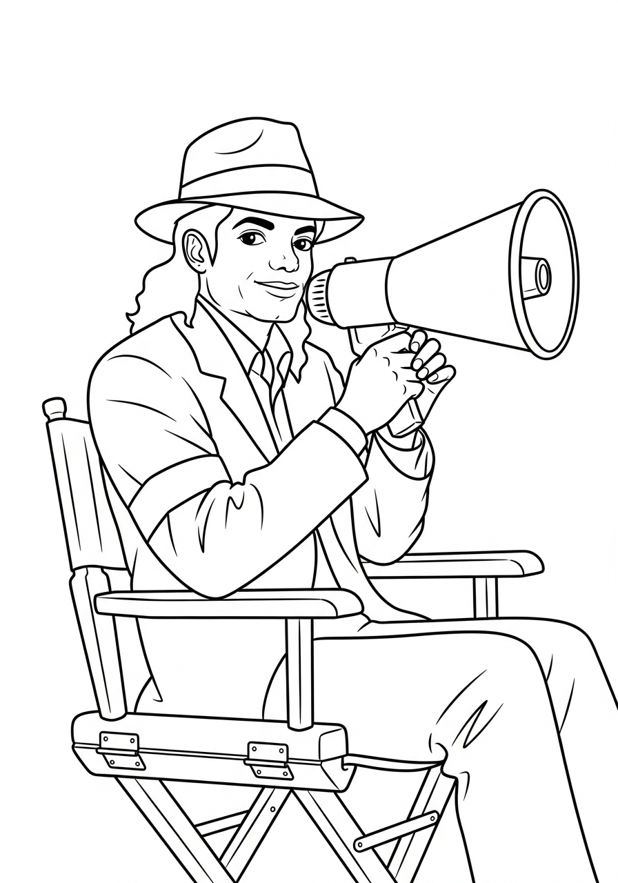 Michael Jackson Coloring Pages 20 Michael Jackson sitting director chair coloring page