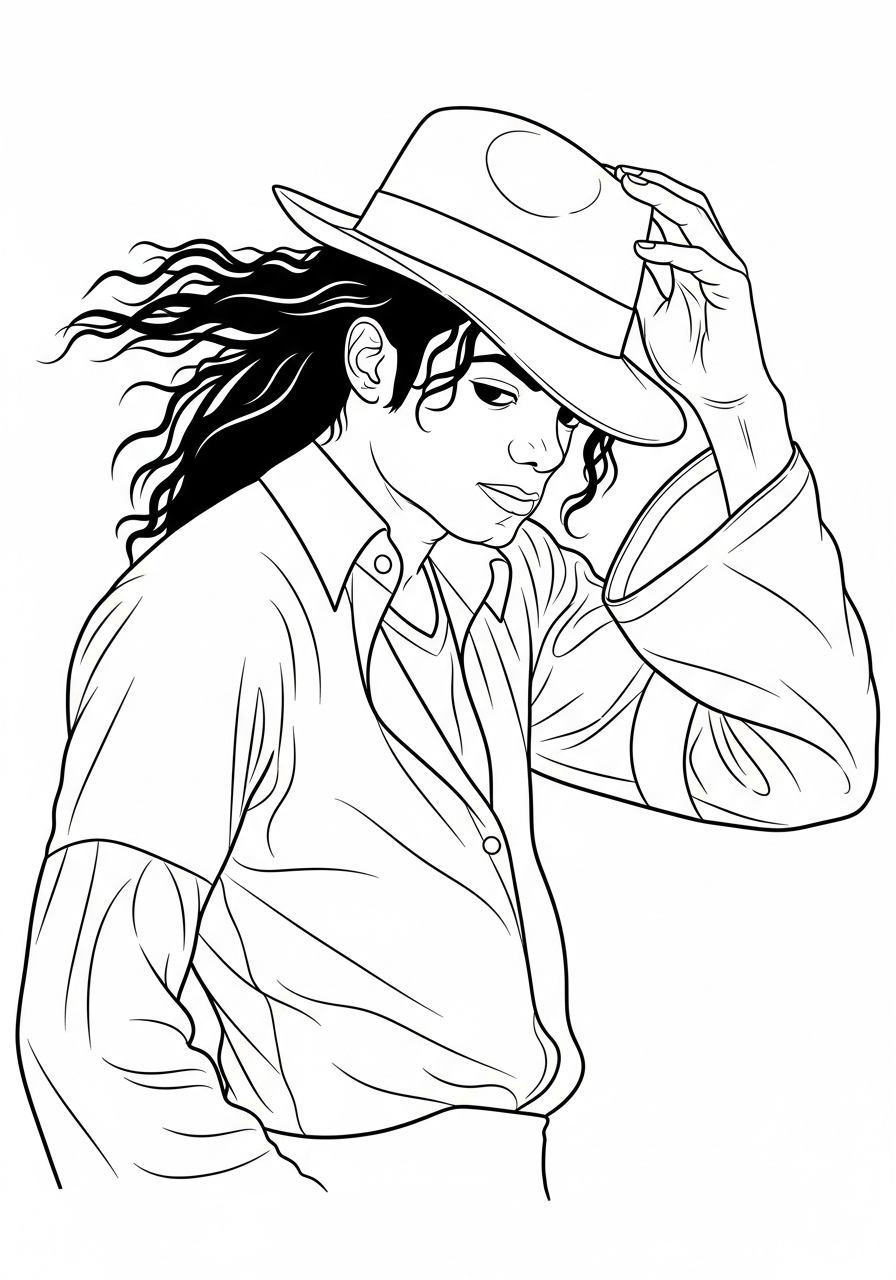 Michael Jackson Coloring Pages 26 Michael Jackson wind blown hair coloring page