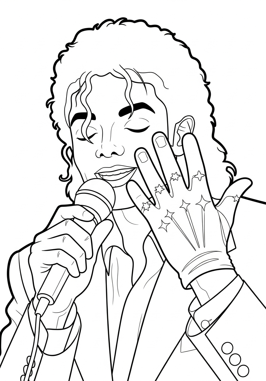 Michael Jackson Coloring Pages 27 Michael Jackson with single glove coloring page