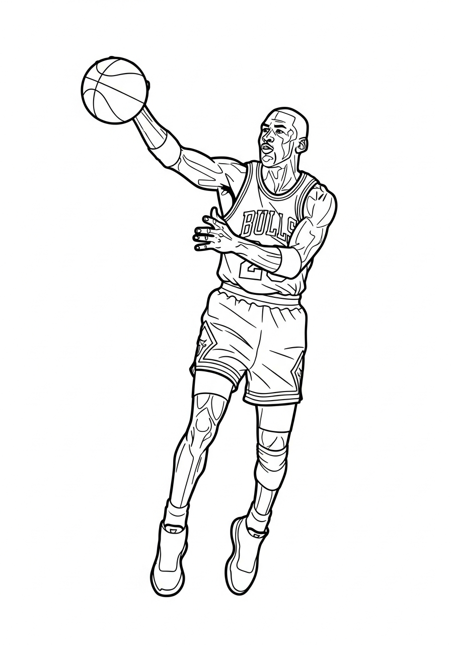 Michael Jordan Coloring Pages 5 Michael Jordan ball fake trick coloring page