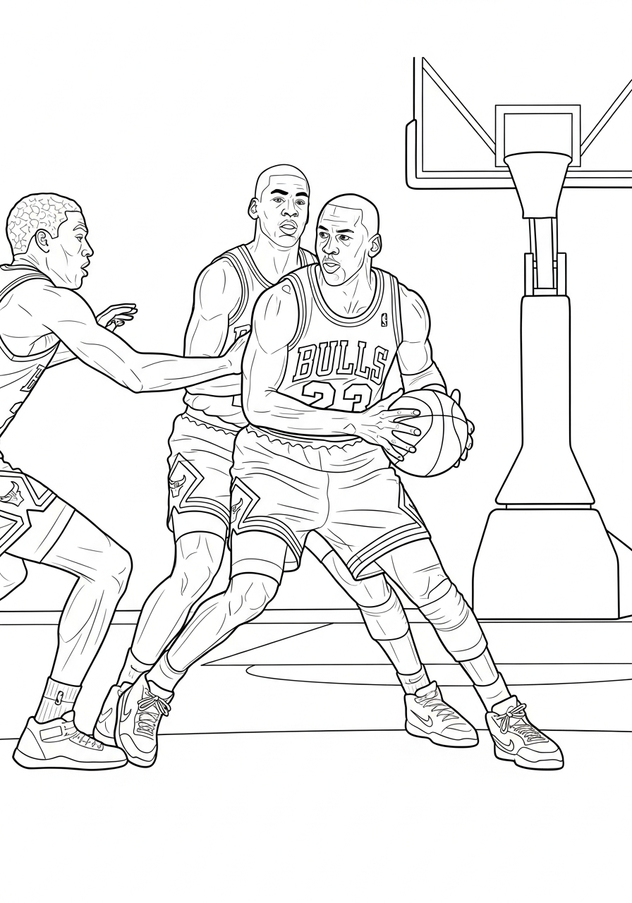 Michael Jordan Coloring Pages 6 Michael Jordan baseline drive move coloring page