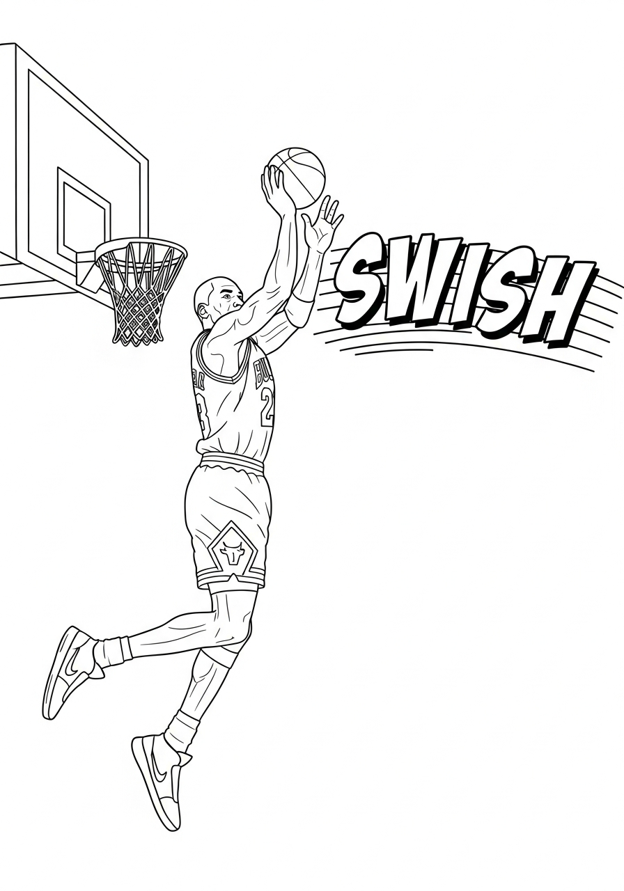 Michael Jordan Coloring Pages 8 Michael Jordan comic book style coloring page