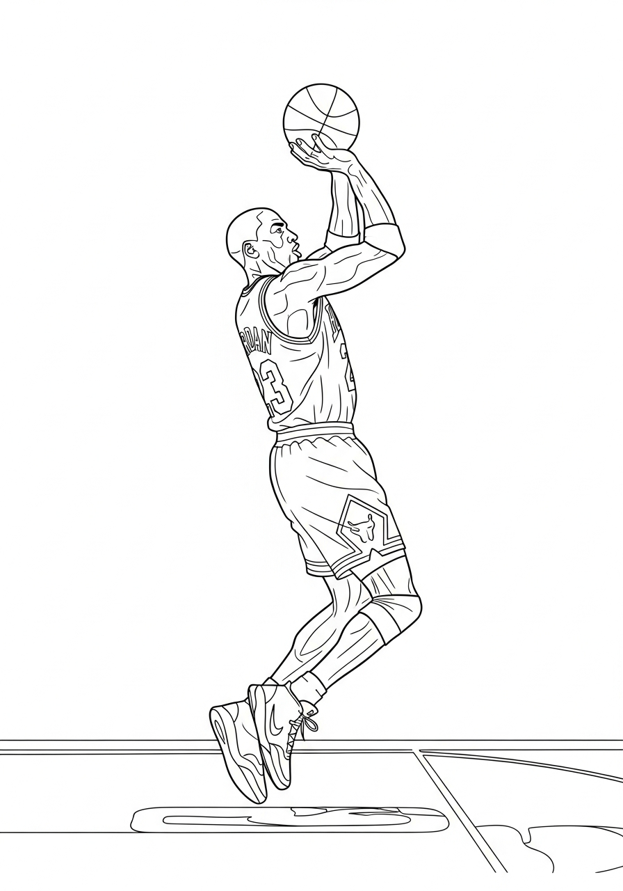 Michael Jordan Coloring Pages 10 Michael Jordan fadeaway jump shot coloring page