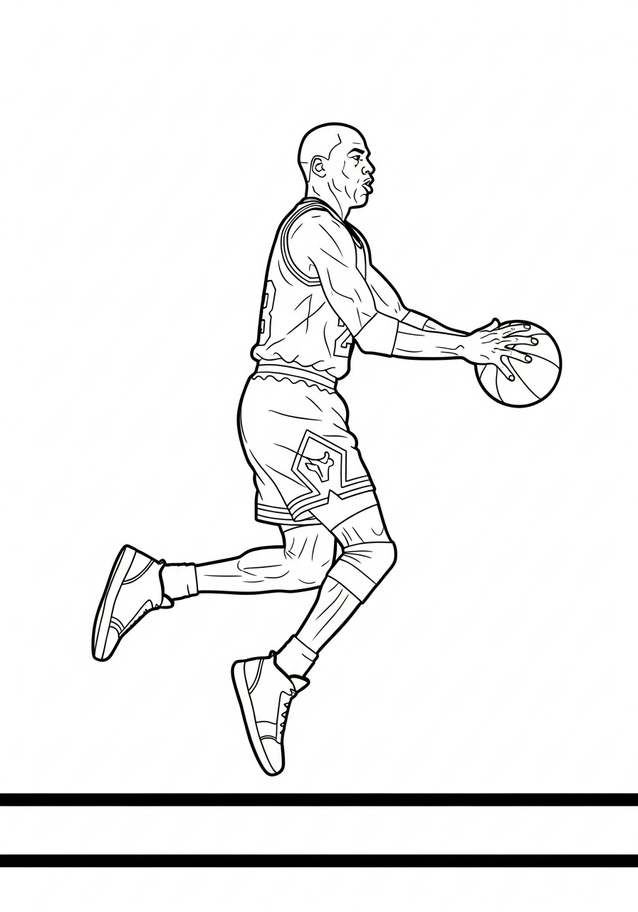 Michael Jordan Coloring Pages 12 Michael Jordan flying free throw dunk coloring page
