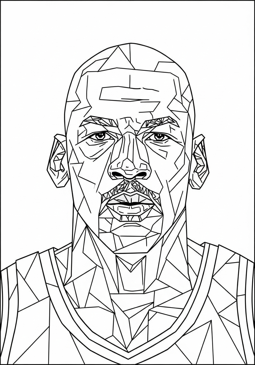 Michael Jordan Coloring Pages 13 Michael Jordan geometric triangle art coloring page