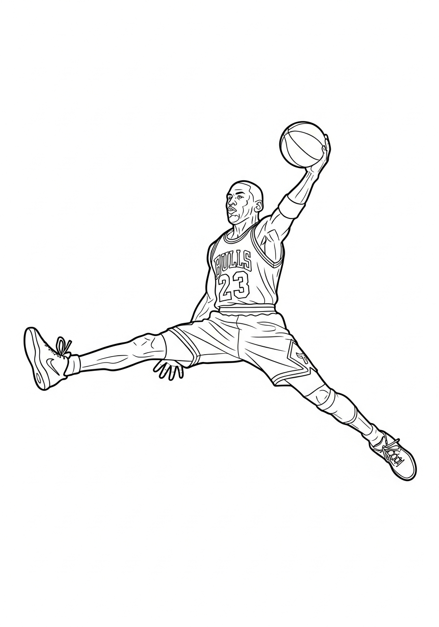Michael Jordan iconic jumpman silhouette coloring page