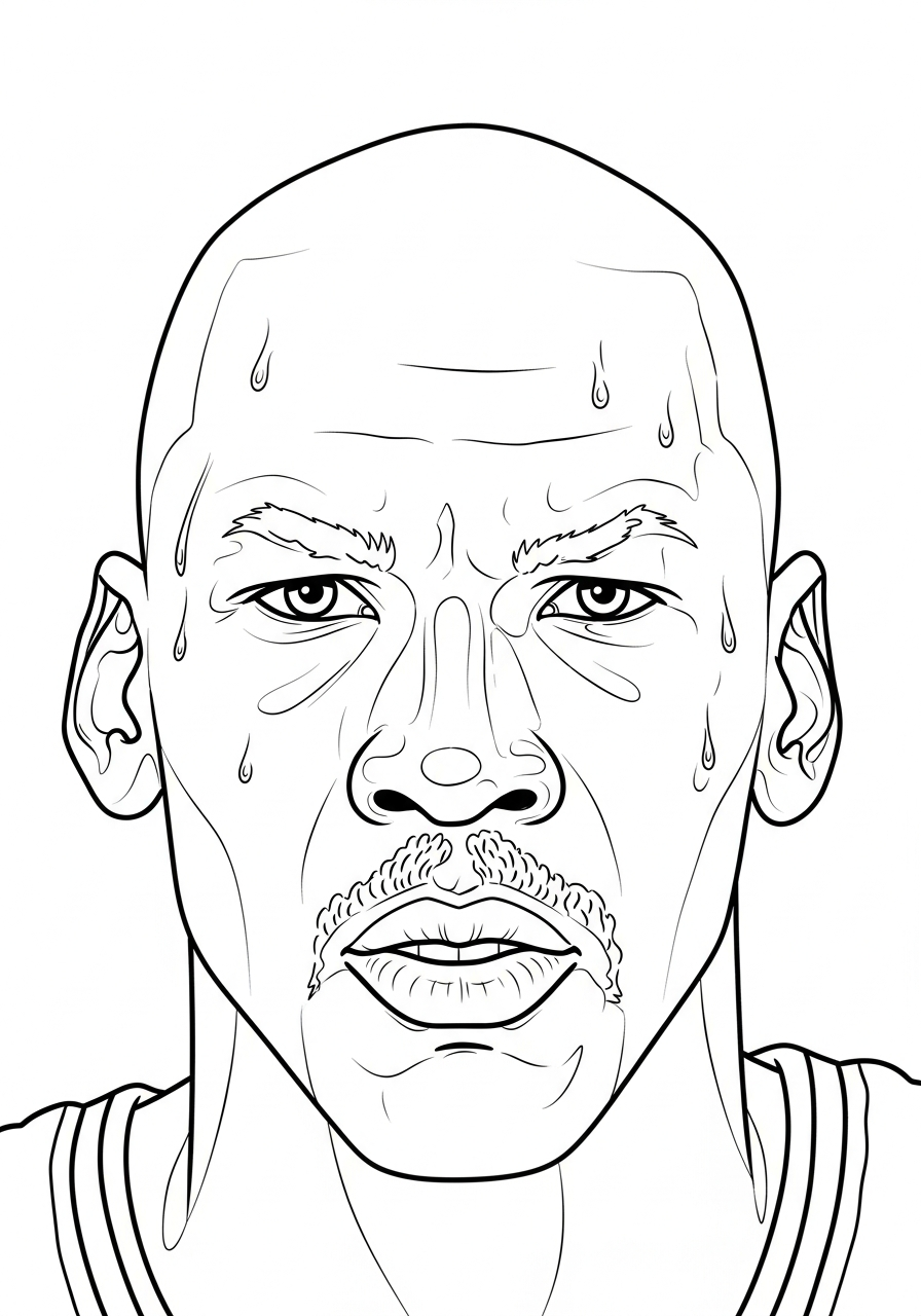 Michael Jordan Coloring Pages 20 Michael Jordan intense face portrait coloring page