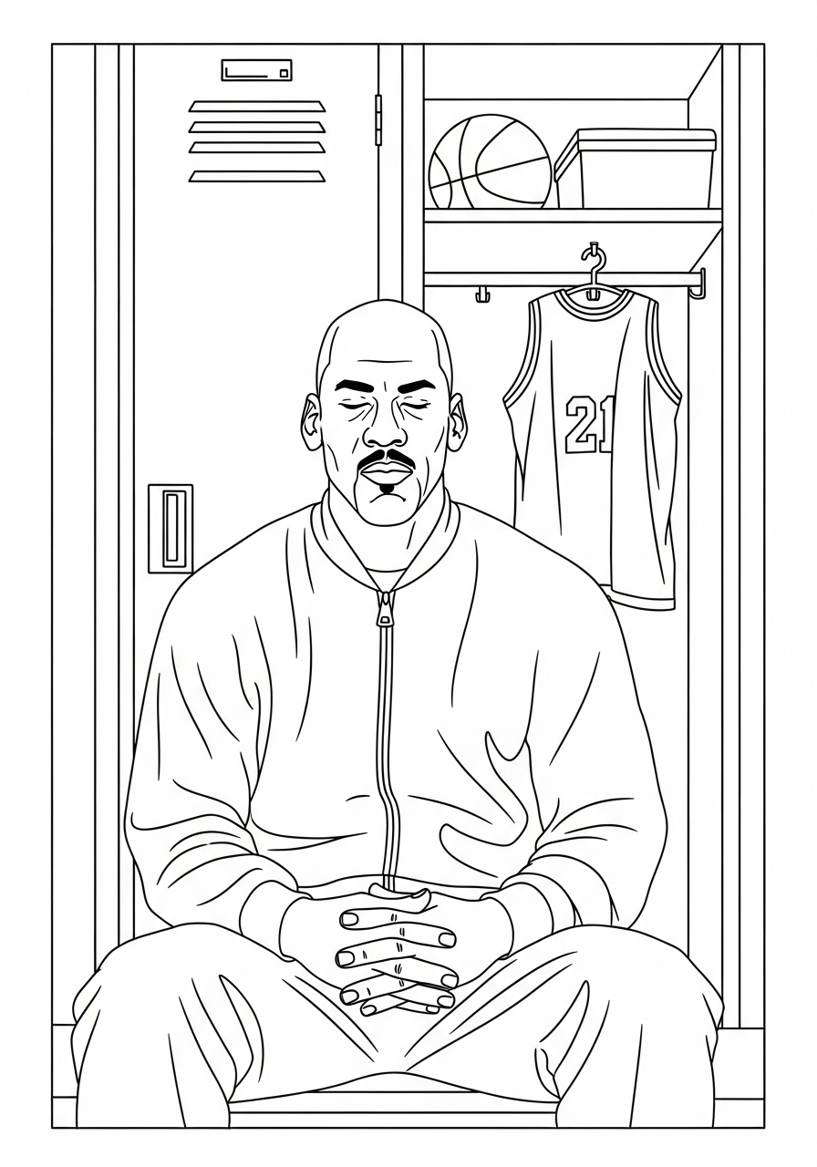 Michael Jordan Coloring Pages 23 Michael Jordan locker room meditation coloring page