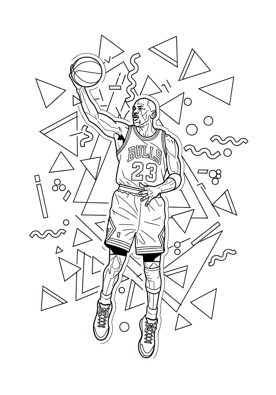 Michael Jordan Coloring Pages 25 Michael Jordan retro nineties style coloring page