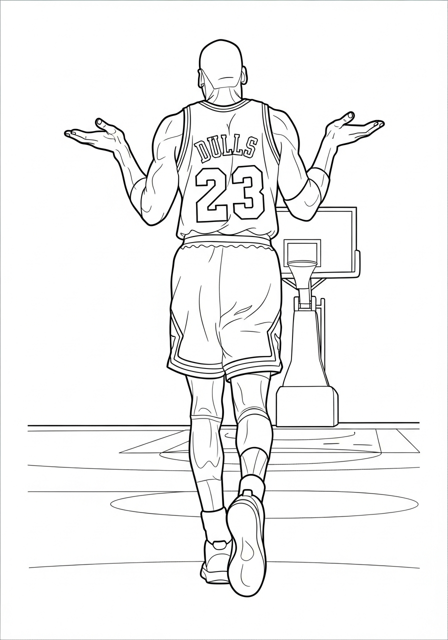 Michael Jordan Coloring Pages 29 Michael Jordan shrugging shoulders moment coloring page