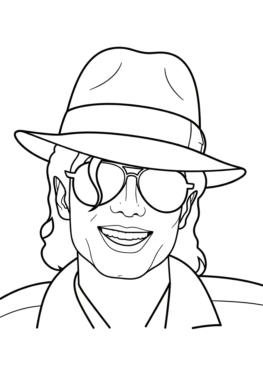 Michael Jackson Coloring Pages 28 Minimalist Michael Jackson hat sunglasses coloring page