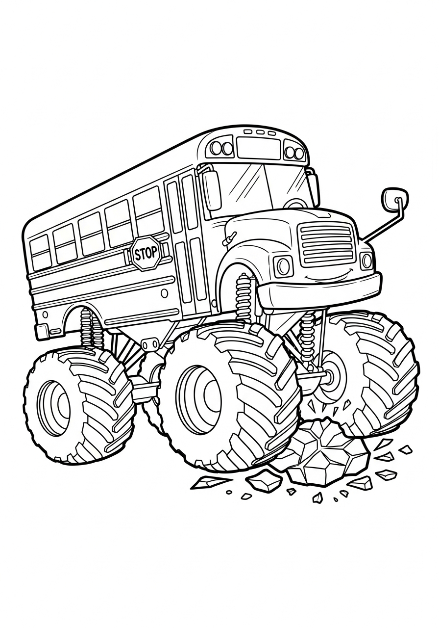 School Bus Coloring Pages 16 Monster truck wheels School Bus coloring page