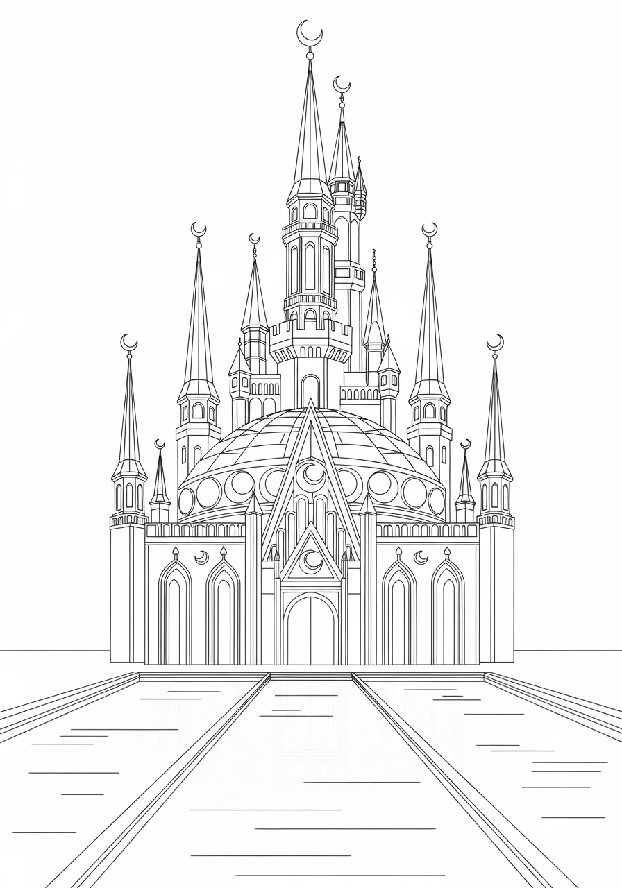 Sailor Moon Coloring Pages 8 Moon Kingdom castle scenery coloring page