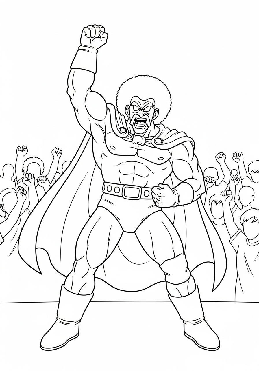 Mr Satan Hercule dramatic pose coloring page