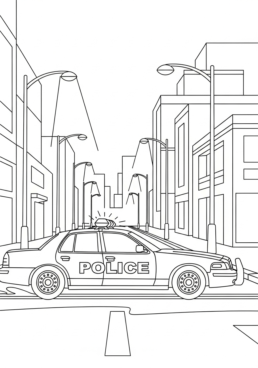 Police Car Coloring Pages 19 Night patrol city police car coloring page