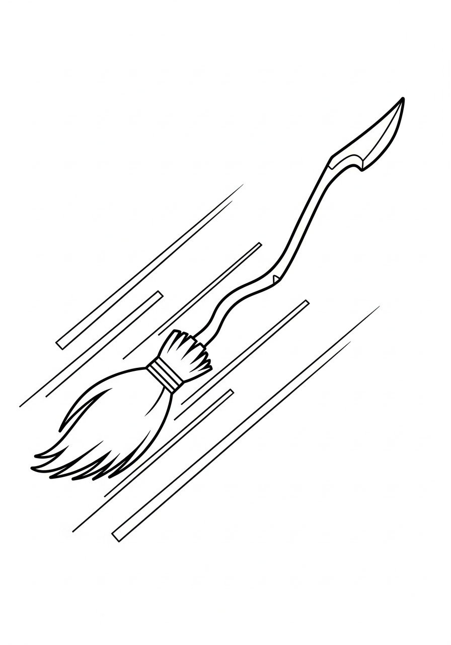 Harry Potter Coloring Pages 28 Nimbus 2000 flying broomstick design coloring page