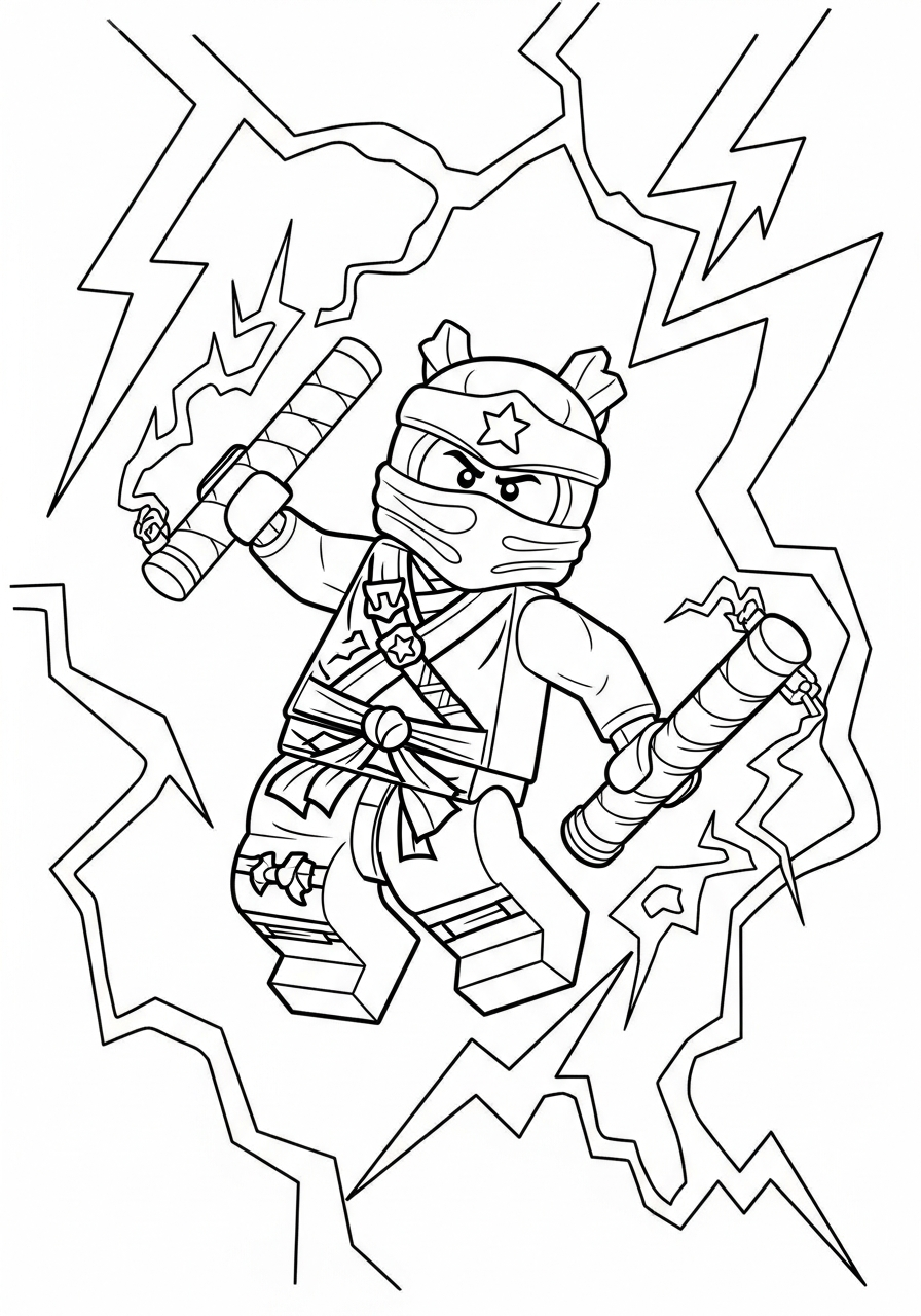 Ninjago Coloring Pages 12 Ninjago Jay lightning ninja action coloring page