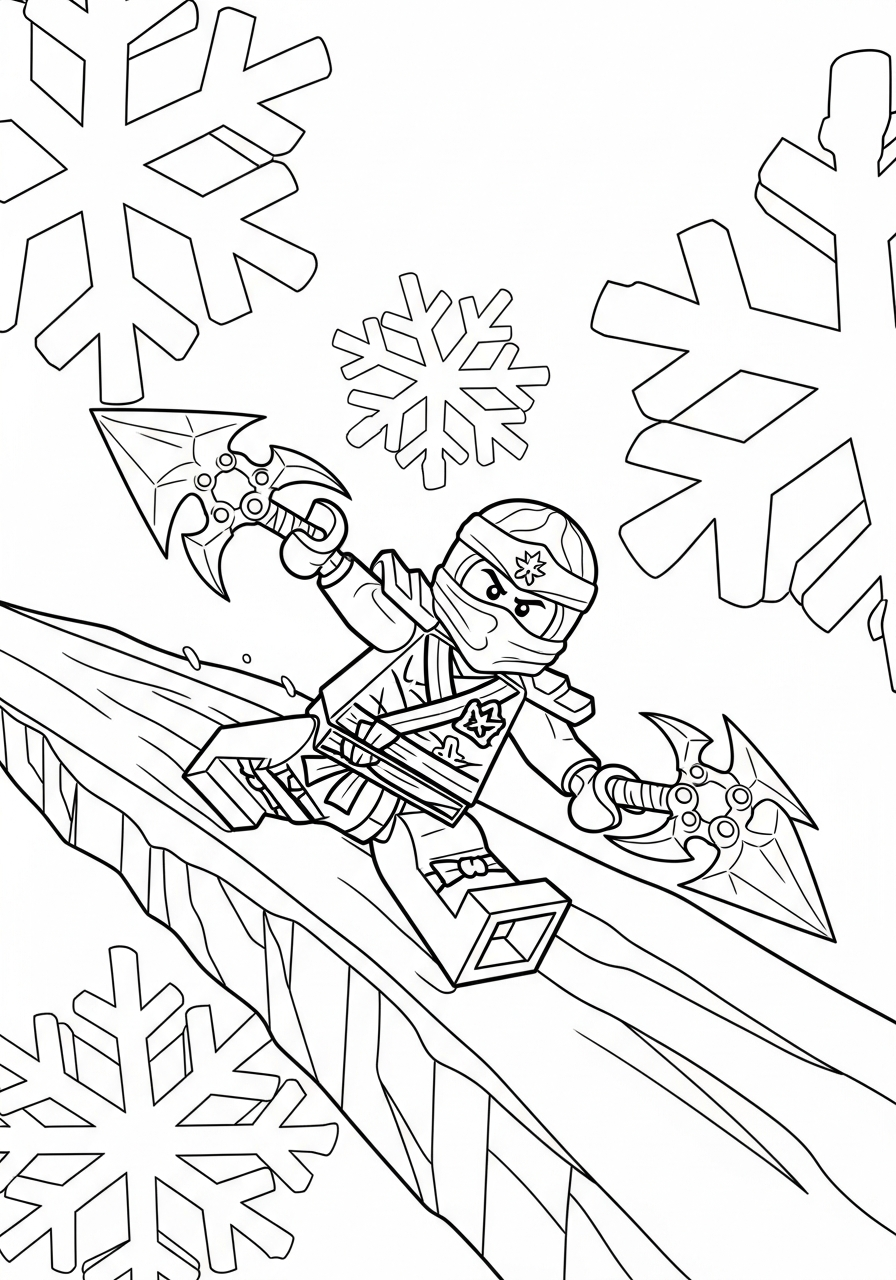 Ninjago Coloring Pages 14 Ninjago Zane ice shuriken slide coloring page