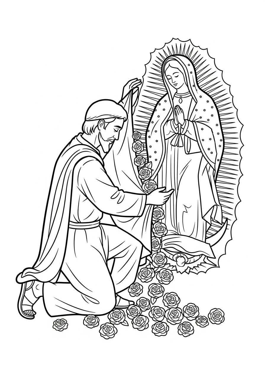 Our Lady of Guadalupe Coloring Pages 19 Our Lady of Guadalupe on tilma coloring page