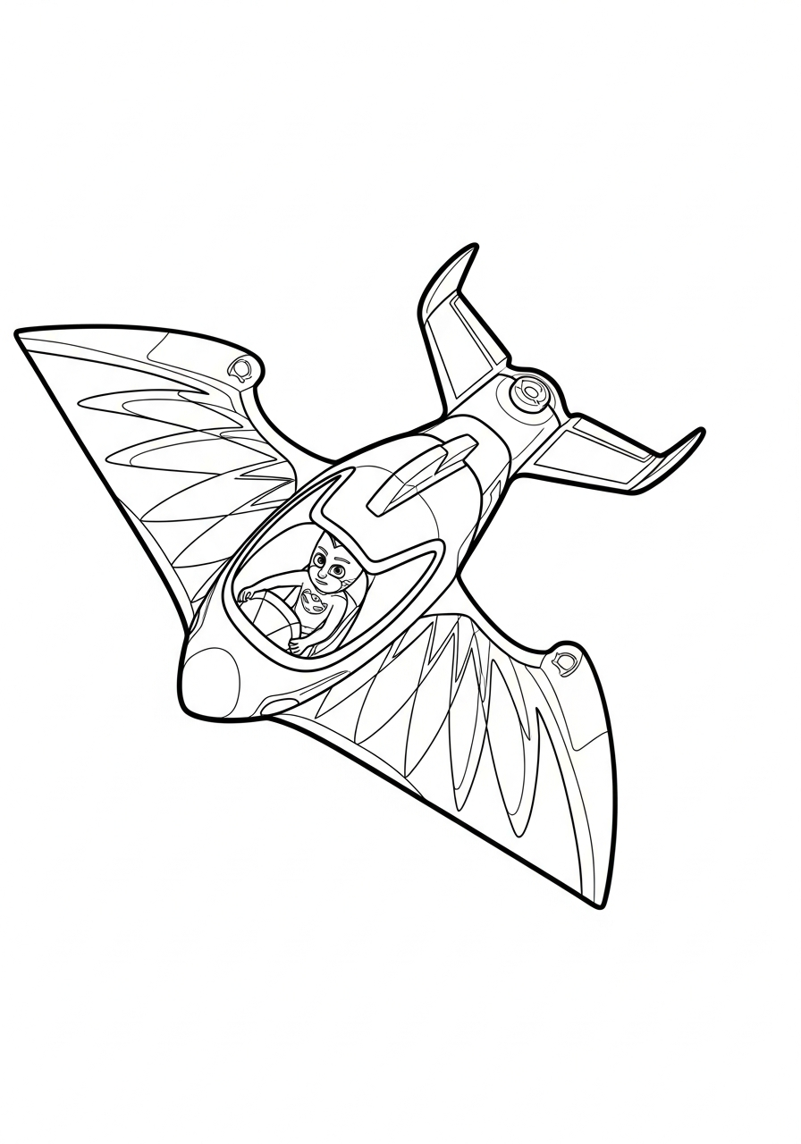 PJ Mask Coloring Pages 17 Owl Glider flying in air coloring page