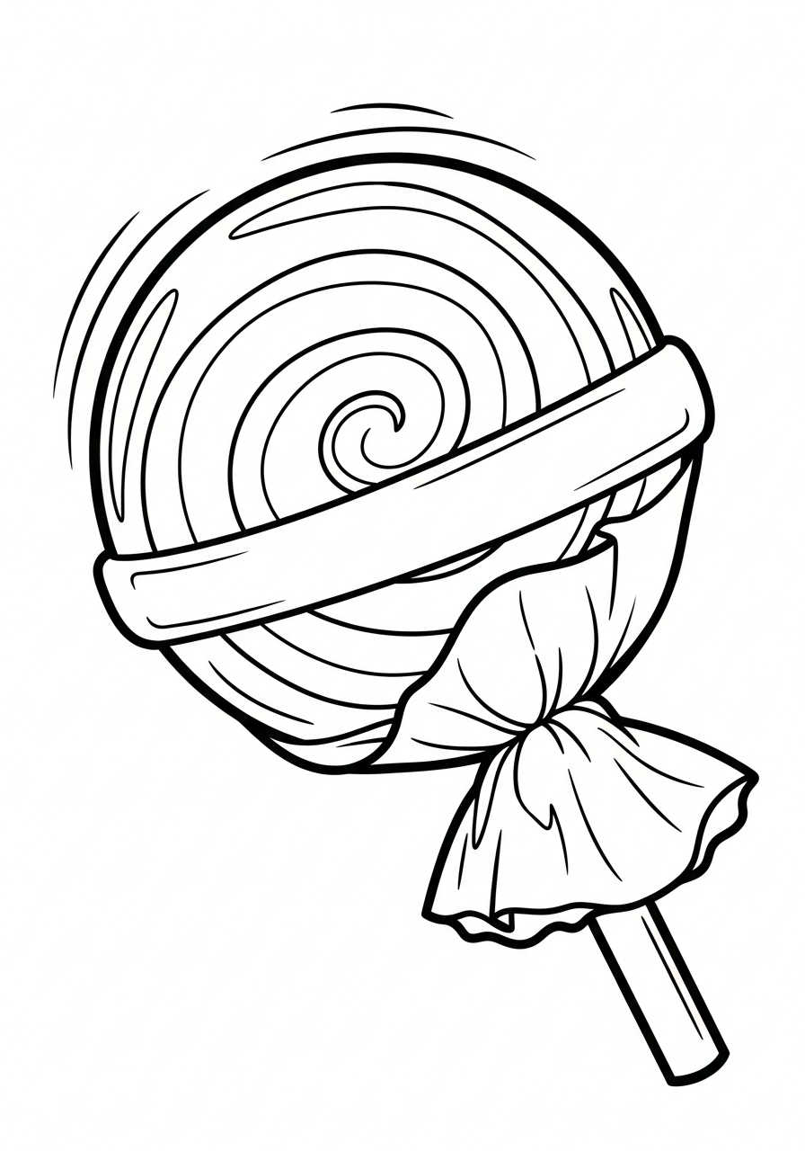 Lollipop Coloring Pages 26 Peeled wrapper on round lollipop coloring page