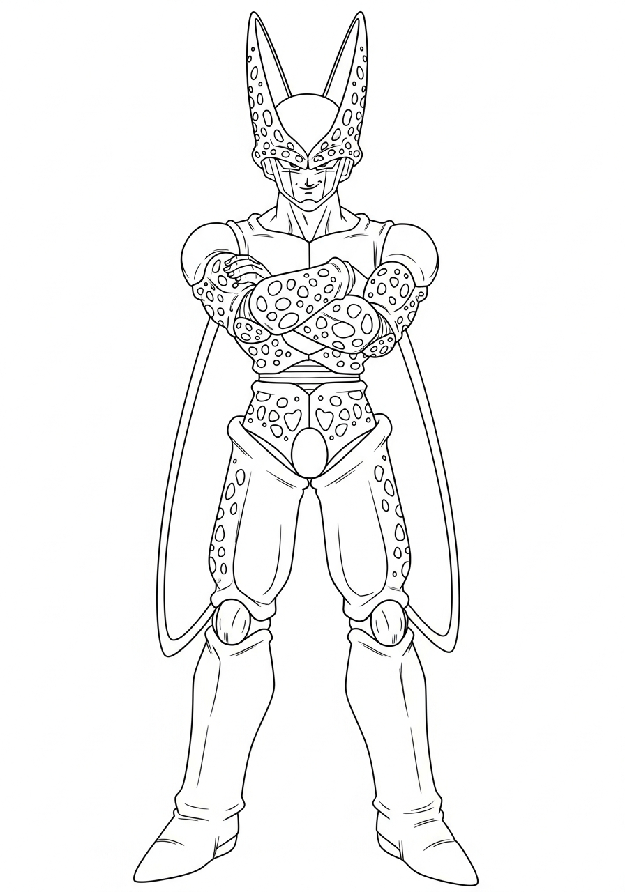 Perfect Cell standing arms crossed coloring page