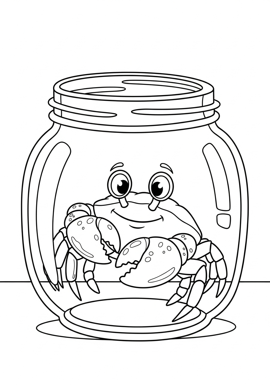Crab Coloring Pages 27 Pet crab in jar coloring page